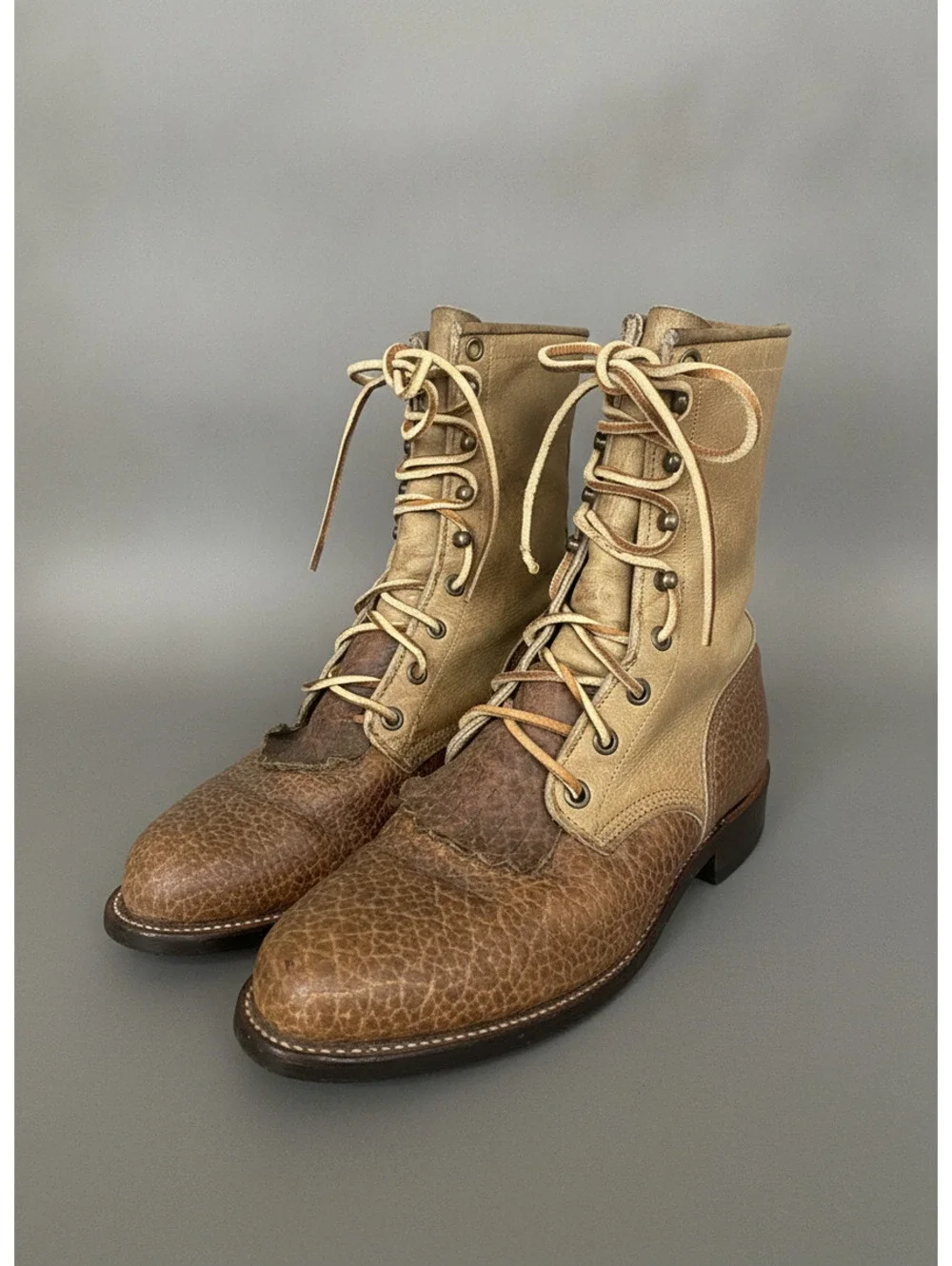 Vintage Leather USA Made Justin Combat Boots Men 7.5 D Women 9 Field Style 430